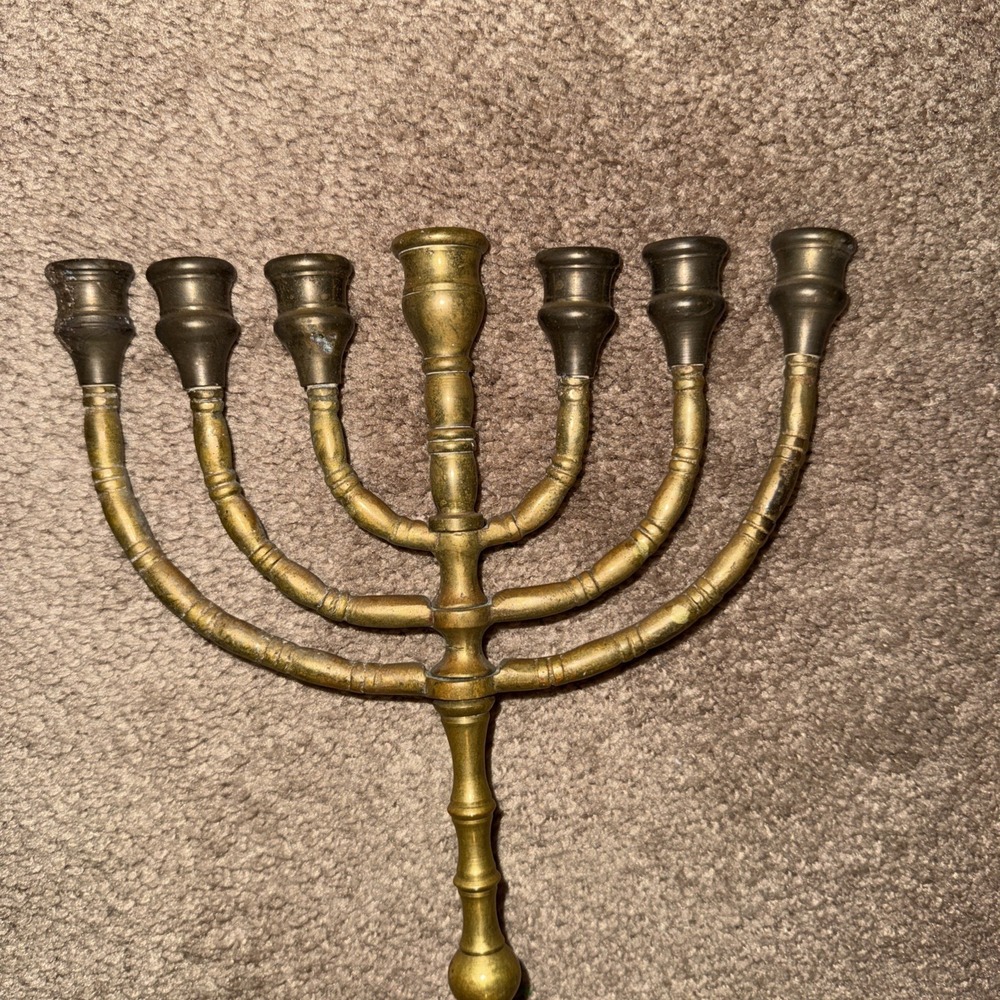 Vintage Brass Menorah 11.5" tall, heavy brass - Picture 11 of 11